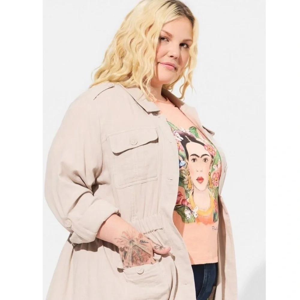 NWT TORRID Double Gauze Utility Anorak Jacket